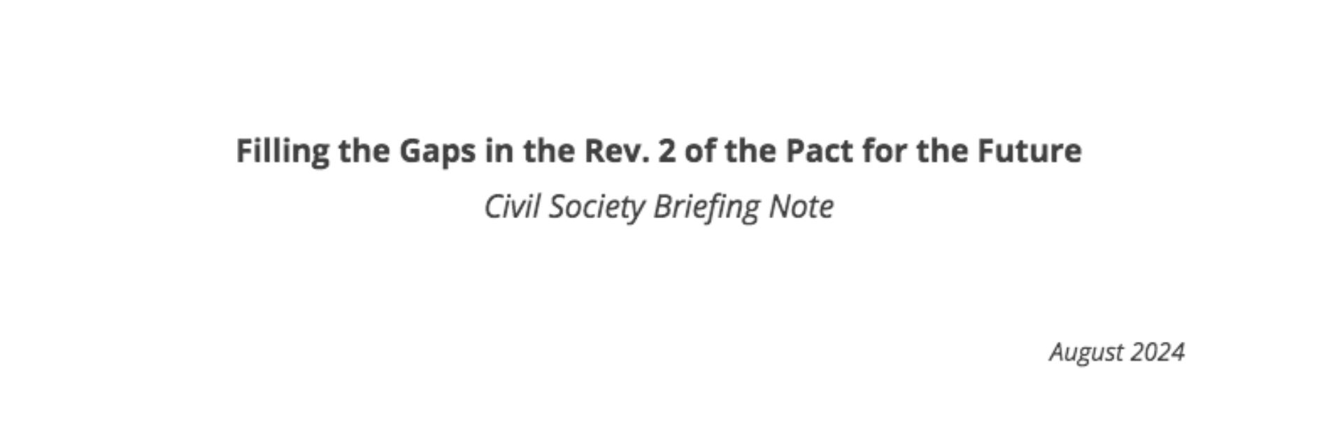 Reiterating our Concerns, we Delivered a Briefing Note on Rev. 2 of the Pact of the Future