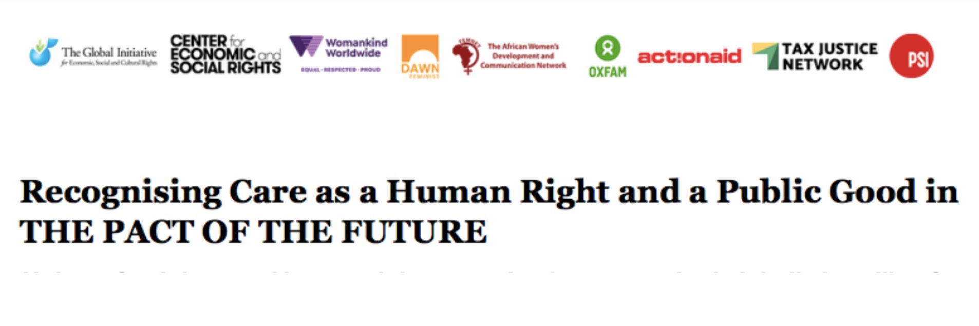 Global Call to Recognise Care as a Human Right and a Public Good